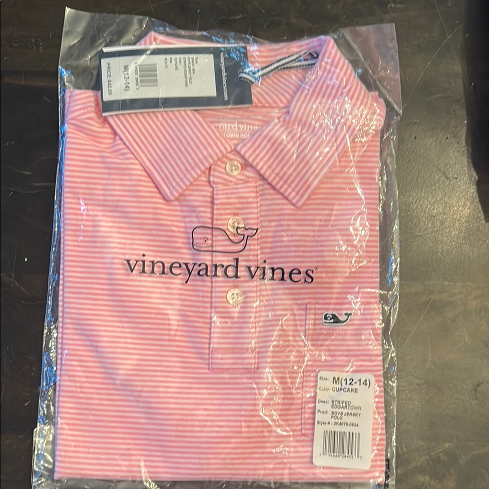 Vineyard Vines Brand New Pink Polo with Classic Stripes